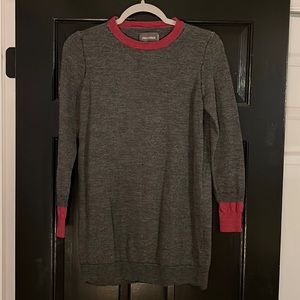 Zadig & Voltaire Distressed Sweater Dark grey with maroon detailing :: Sz Small